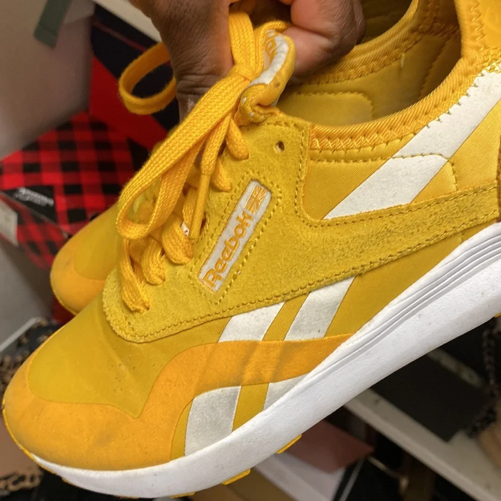 Yellow Reebok sneakers. - Picture 2 of 3